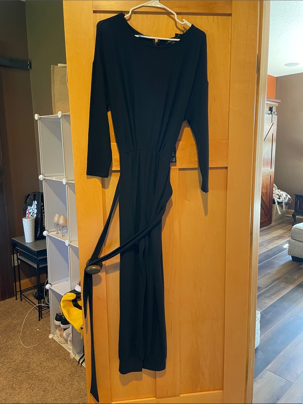 Express Black Cropped Jumpsuit with Waist Tie